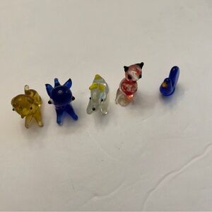 Glass Miniatures Animals 1:12 Scale Elephant, Deer, Dog, Cat, Chicken Vintage